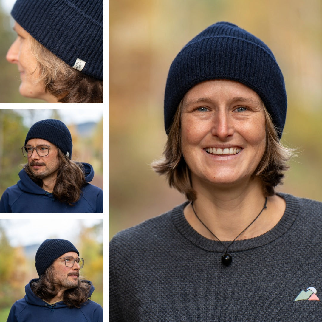 Mütze Merinowolle Unisex Dunkelblau – Ansicht 1