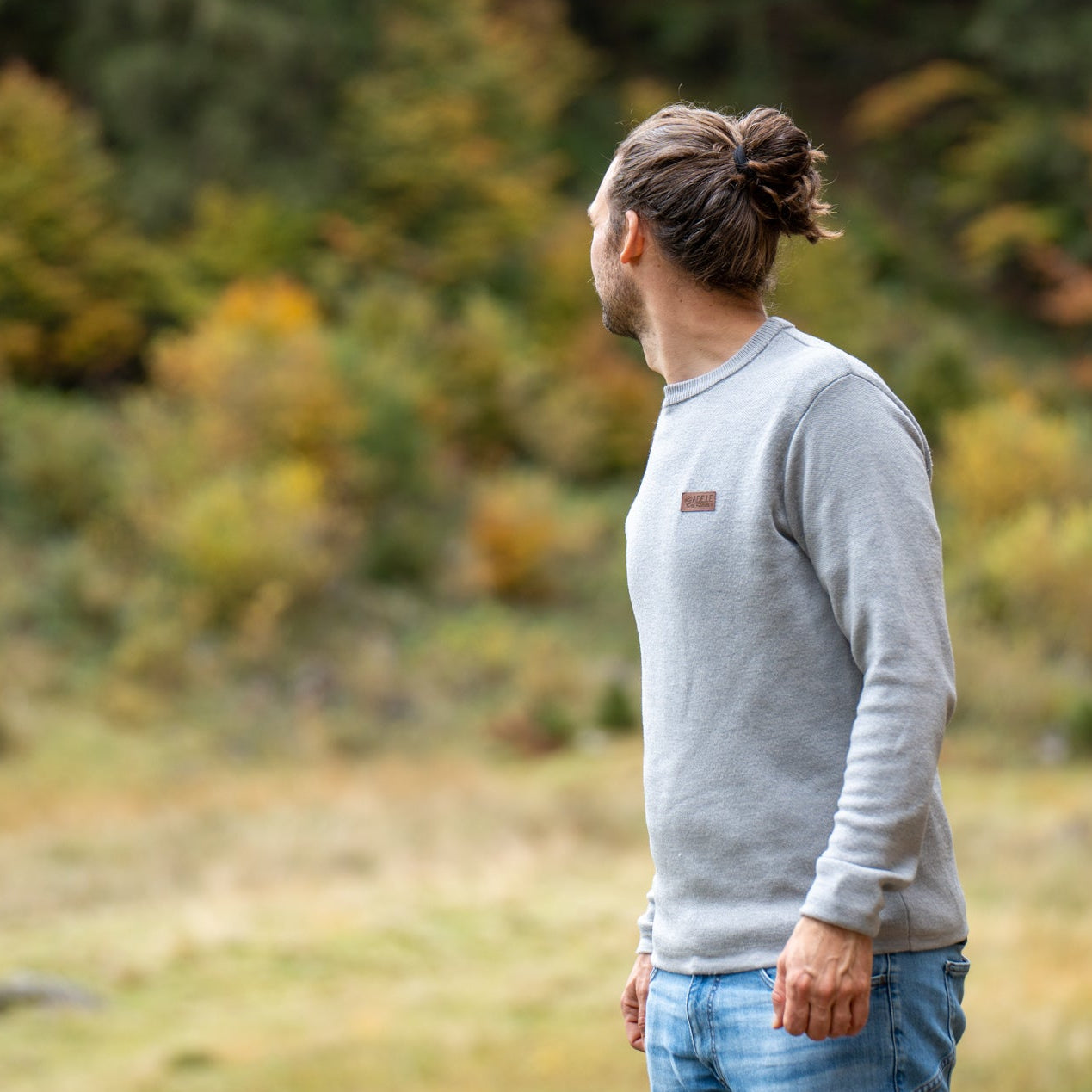 Mathias 100% Merino Strickpullover Herren Hellgrau – Ansicht 2