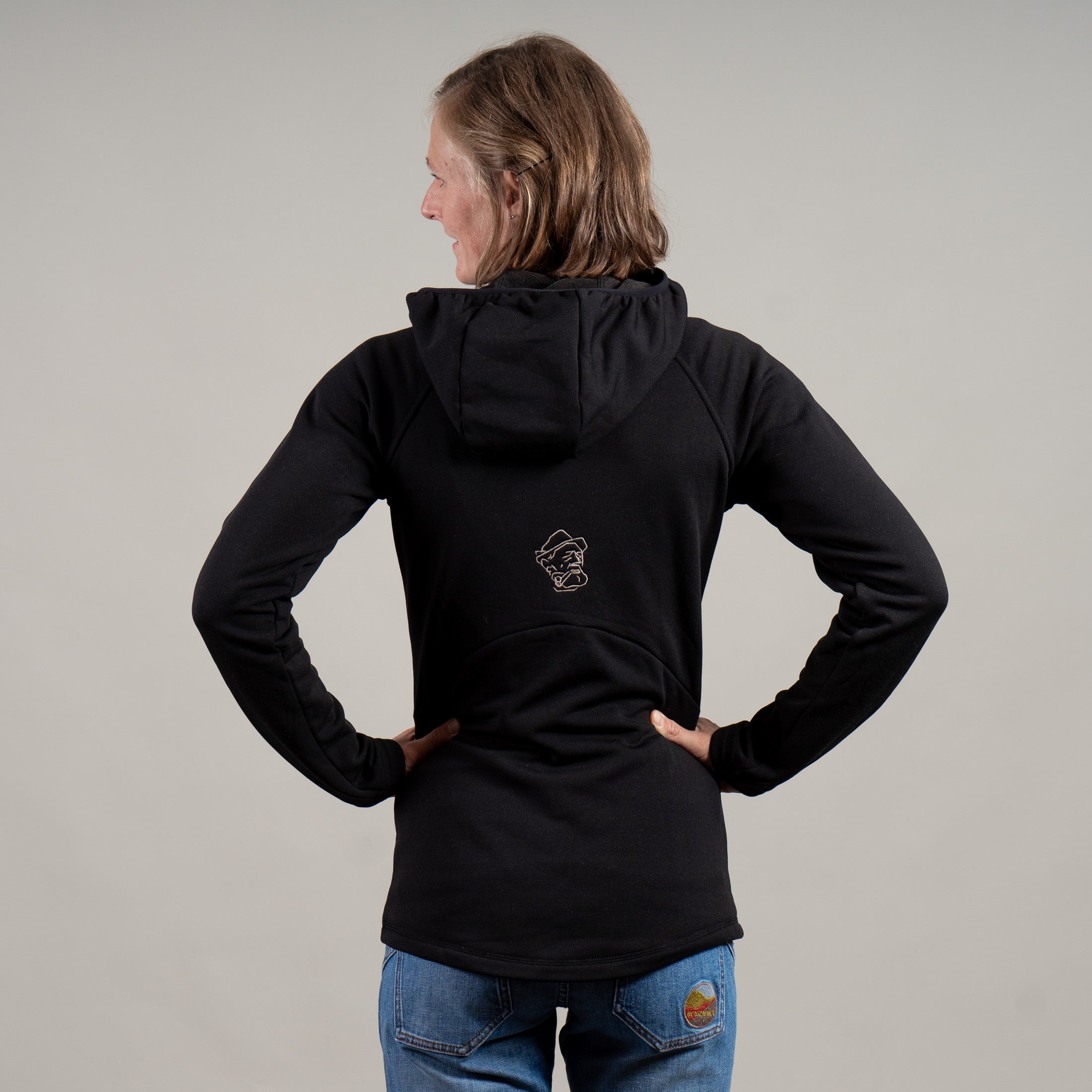 Thea Merino-Mix Zip Hoody Damen schwarz – Ansicht 5