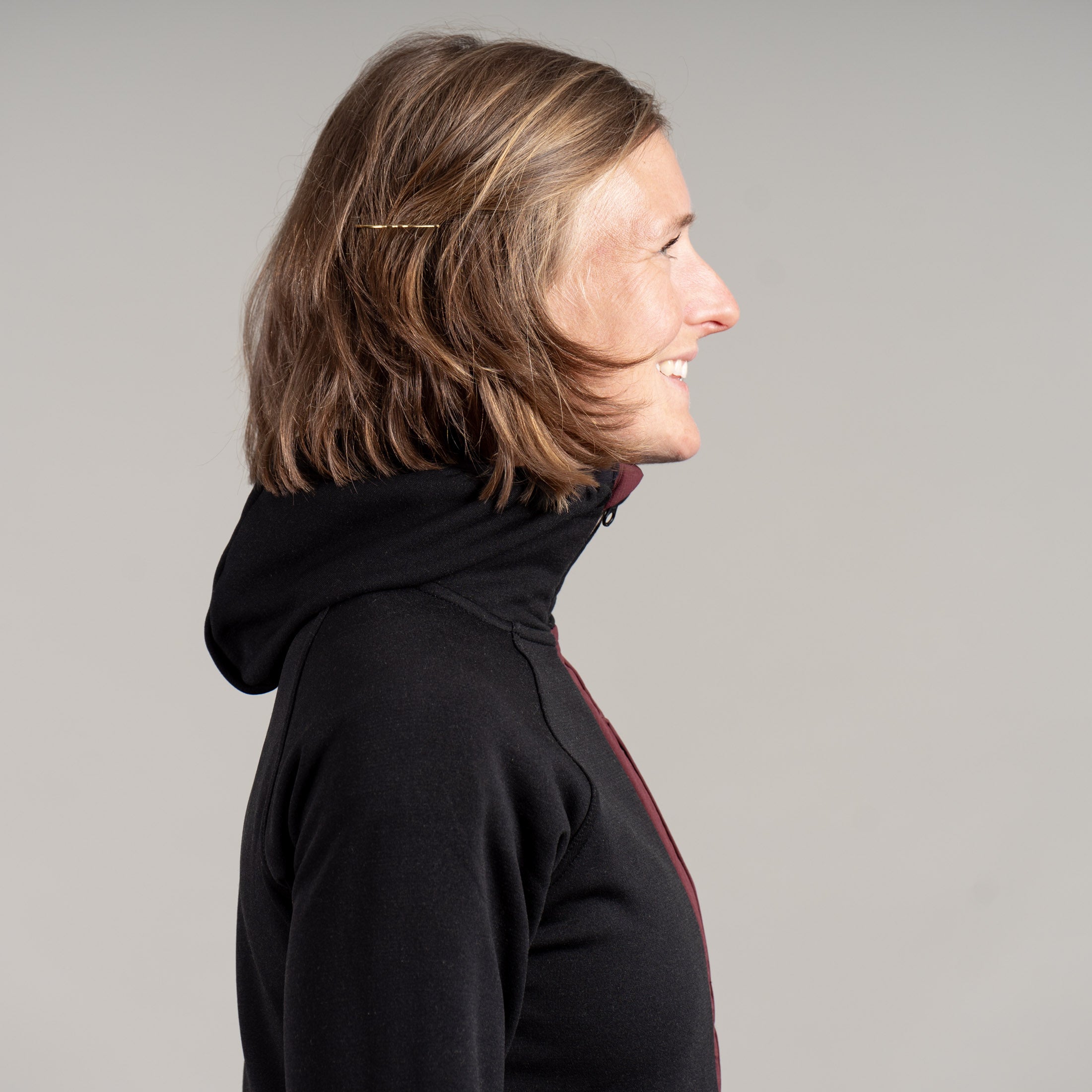Thea Merino-Mix Zip Hoody Damen schwarz – Ansicht 9