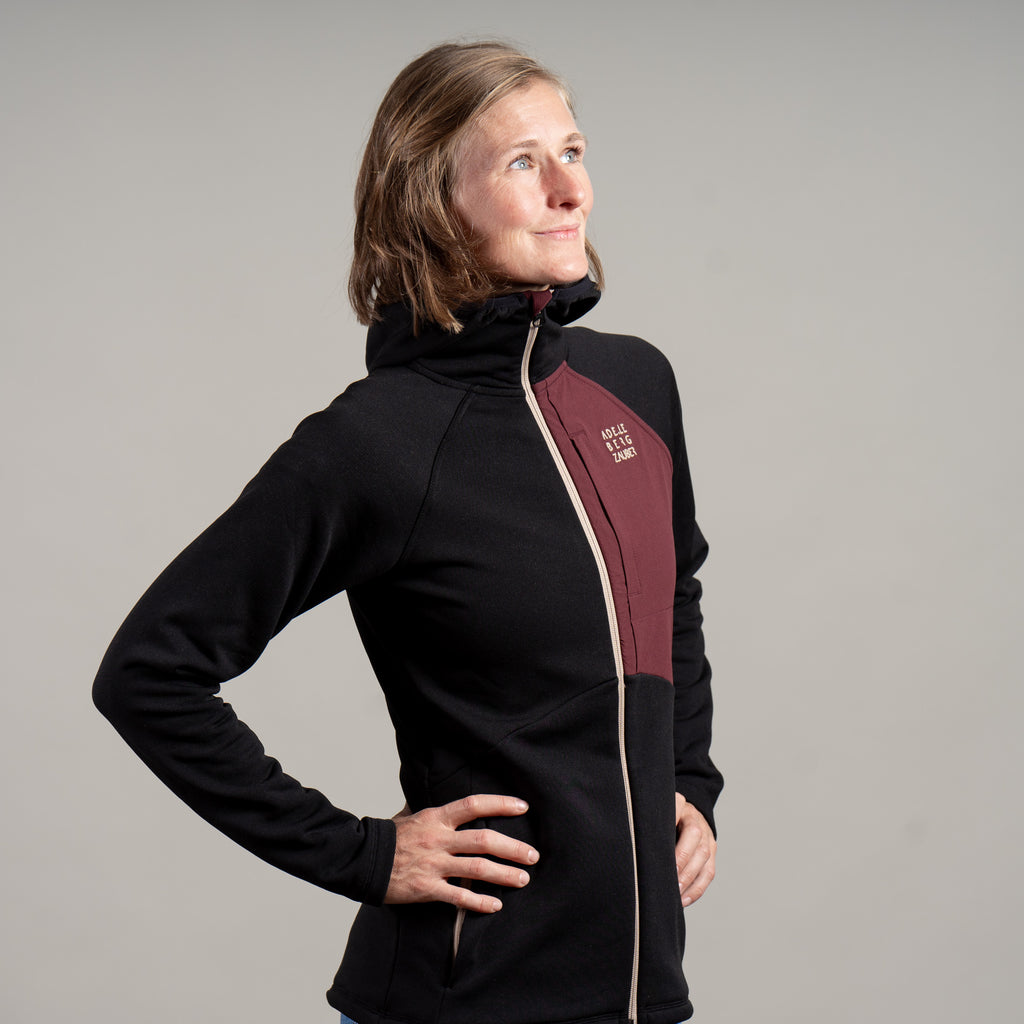 Thea Merino-Mix Zip Hoody Damen schwarz – Ansicht 7