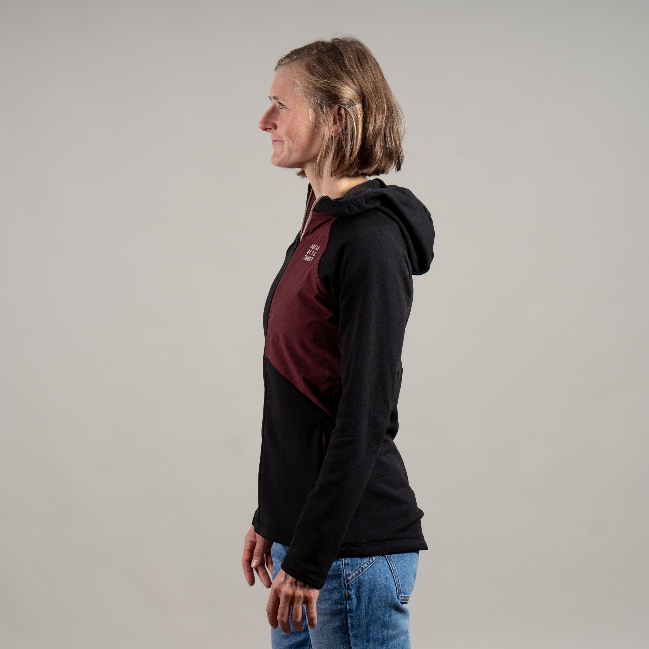 Thea Merino-Mix Zip Hoody Damen schwarz – Ansicht 6