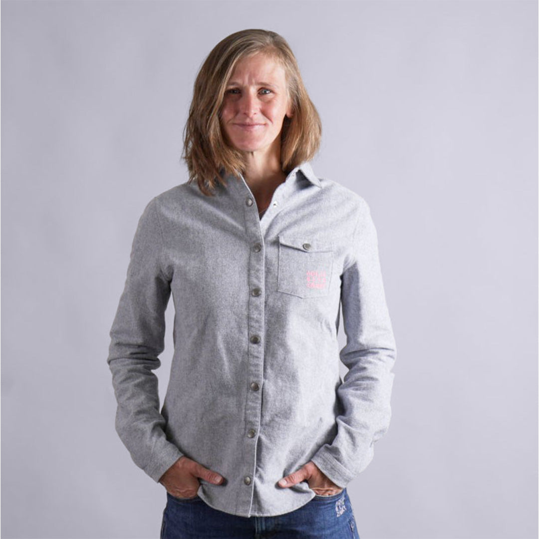 Elsa Organic Flanell Overshirt Damen Grau Meliert