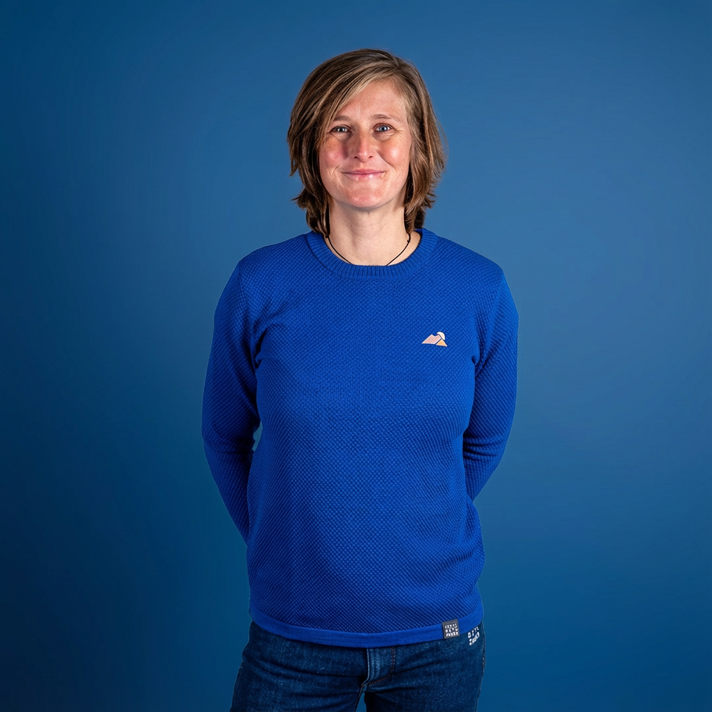 Ida Merino Mix Strickpullover Damen Blau – Ansicht 1