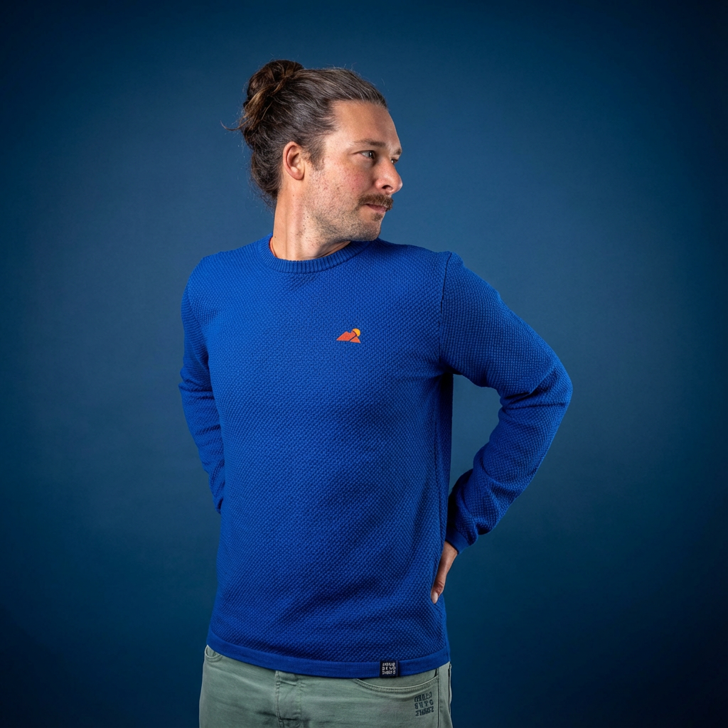 Michel Merino Mix Strickpullover Blau – Ansicht 1