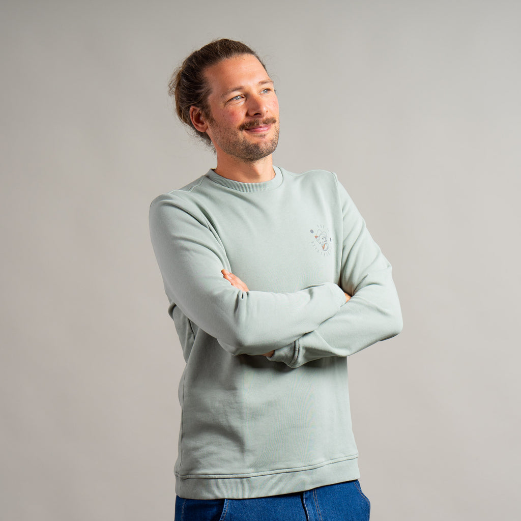 Florian Organic Sweater Unisex Eukalyptusgrün – Ansicht 6