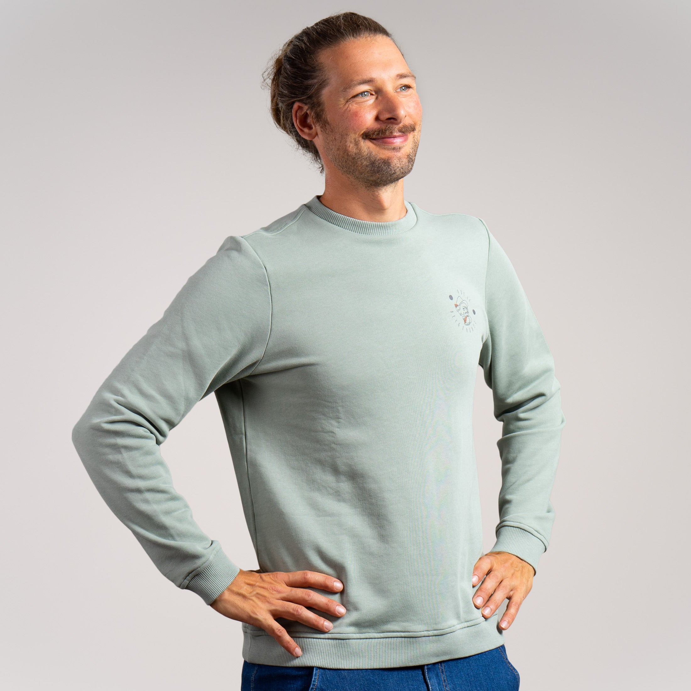 Florian Organic Sweater Unisex Eukalyptusgrün – Ansicht 2