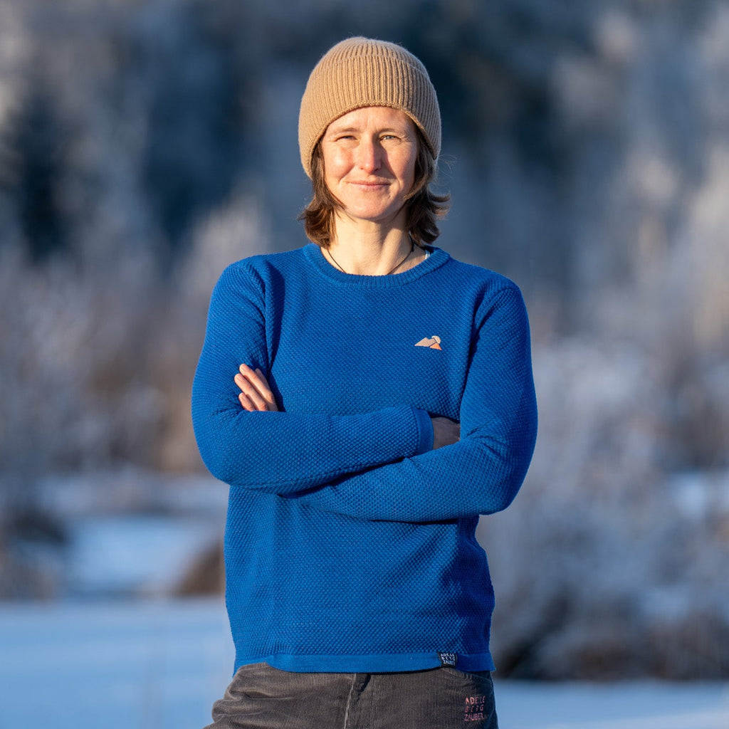 Ida Merino Mix Strickpullover Damen Blau – Ansicht 2
