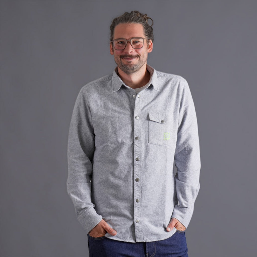 Jasper Flanell Overshirt Herren Grau Meliert