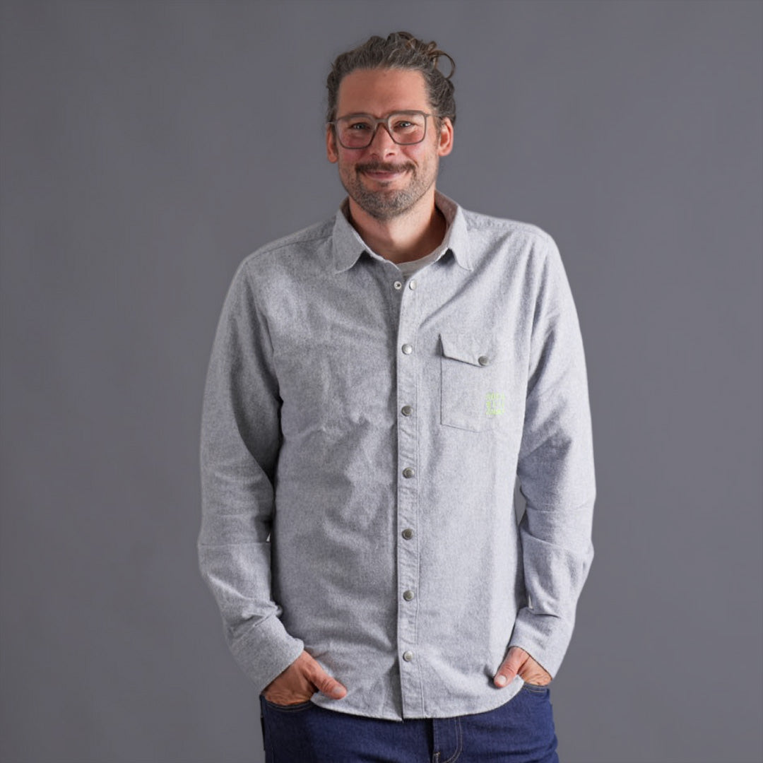Jasper Flanell Overshirt Herren Grau Meliert