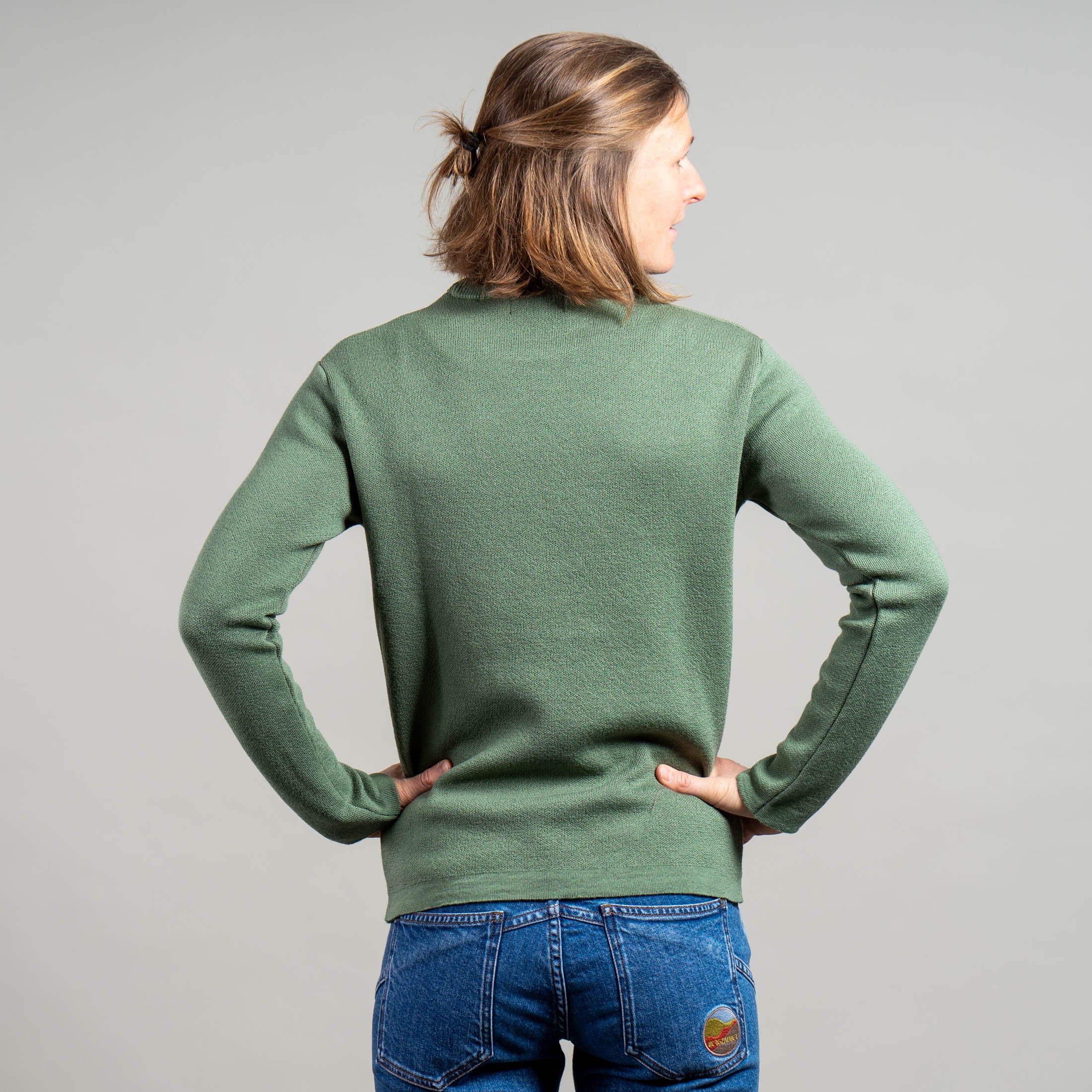 Katharina 100% Merino Strickpullover Damen Grün – Ansicht 3