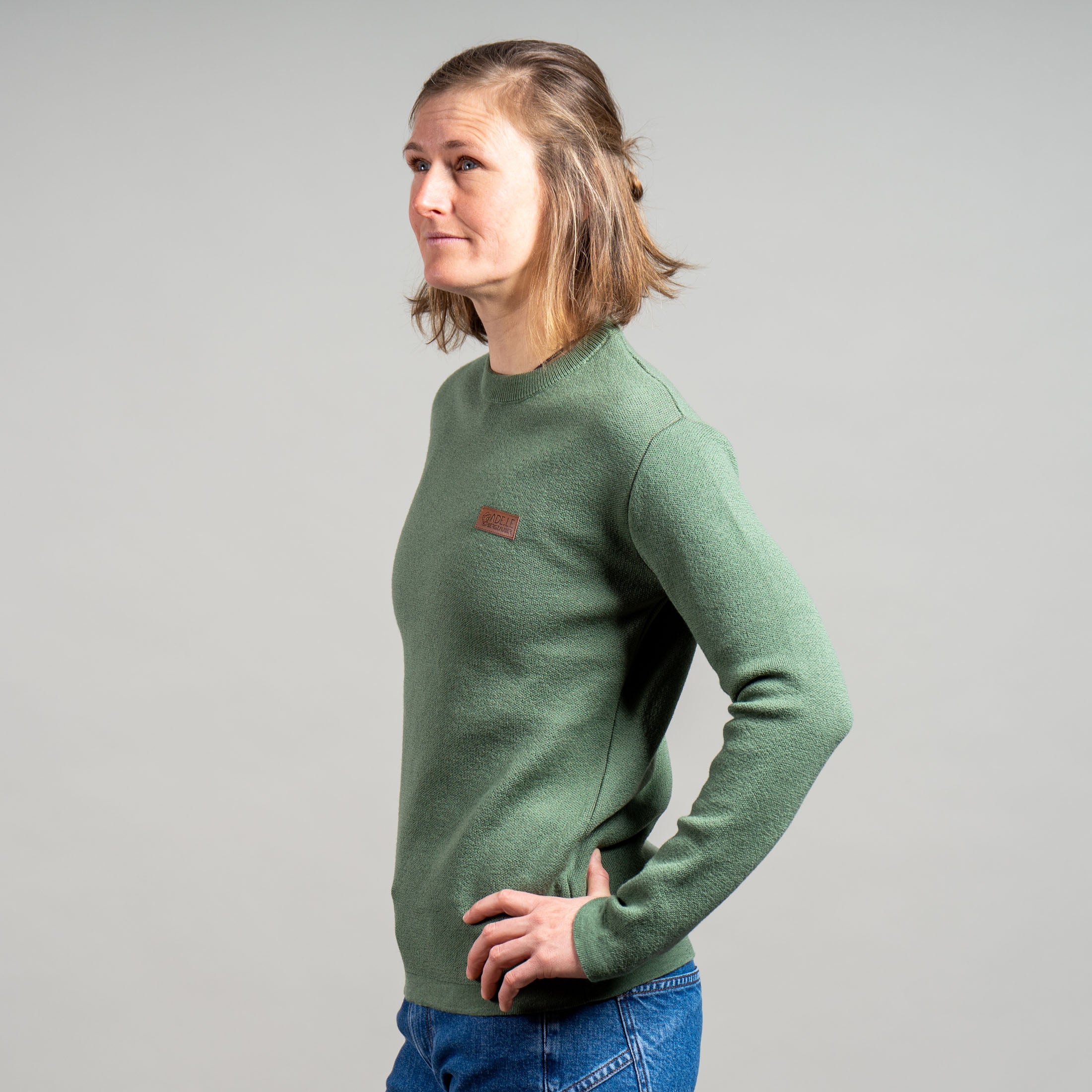 Katharina 100% Merino Strickpullover Damen Grün – Ansicht 4