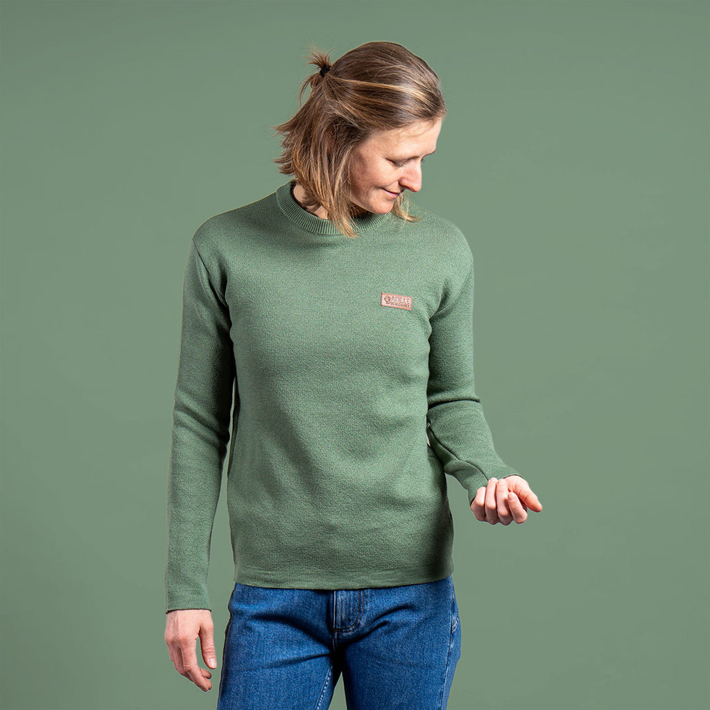 Katharina 100% Merino Strickpullover Damen Grün – Ansicht 1