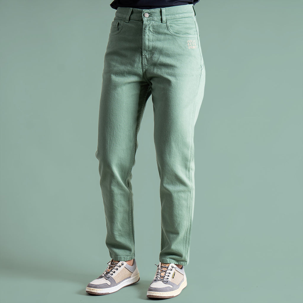 Lara Organic Mum Jeans Damen Grün – Ansicht 1