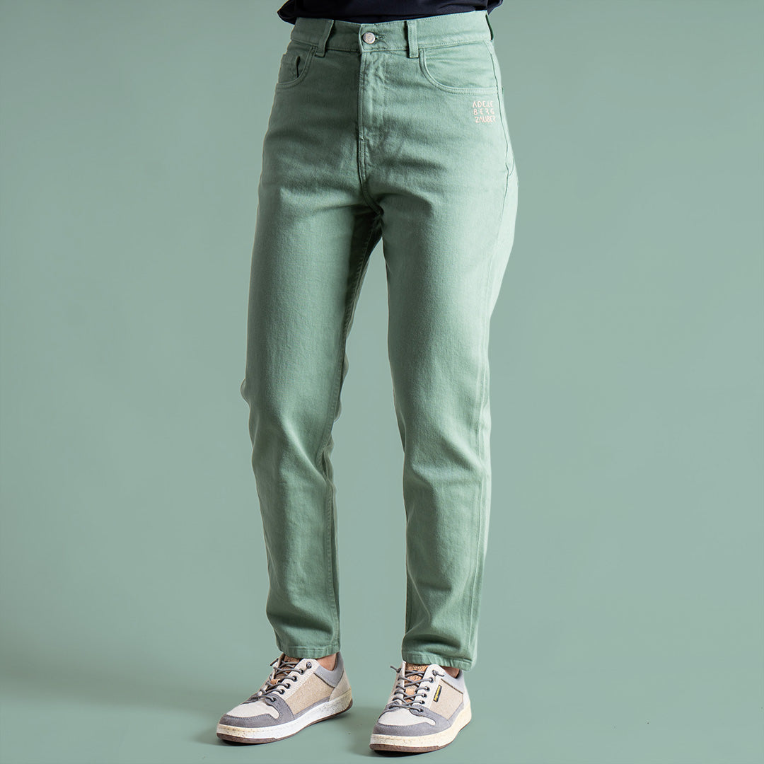 Lara Organic Mum Jeans Damen Grün – Ansicht 1