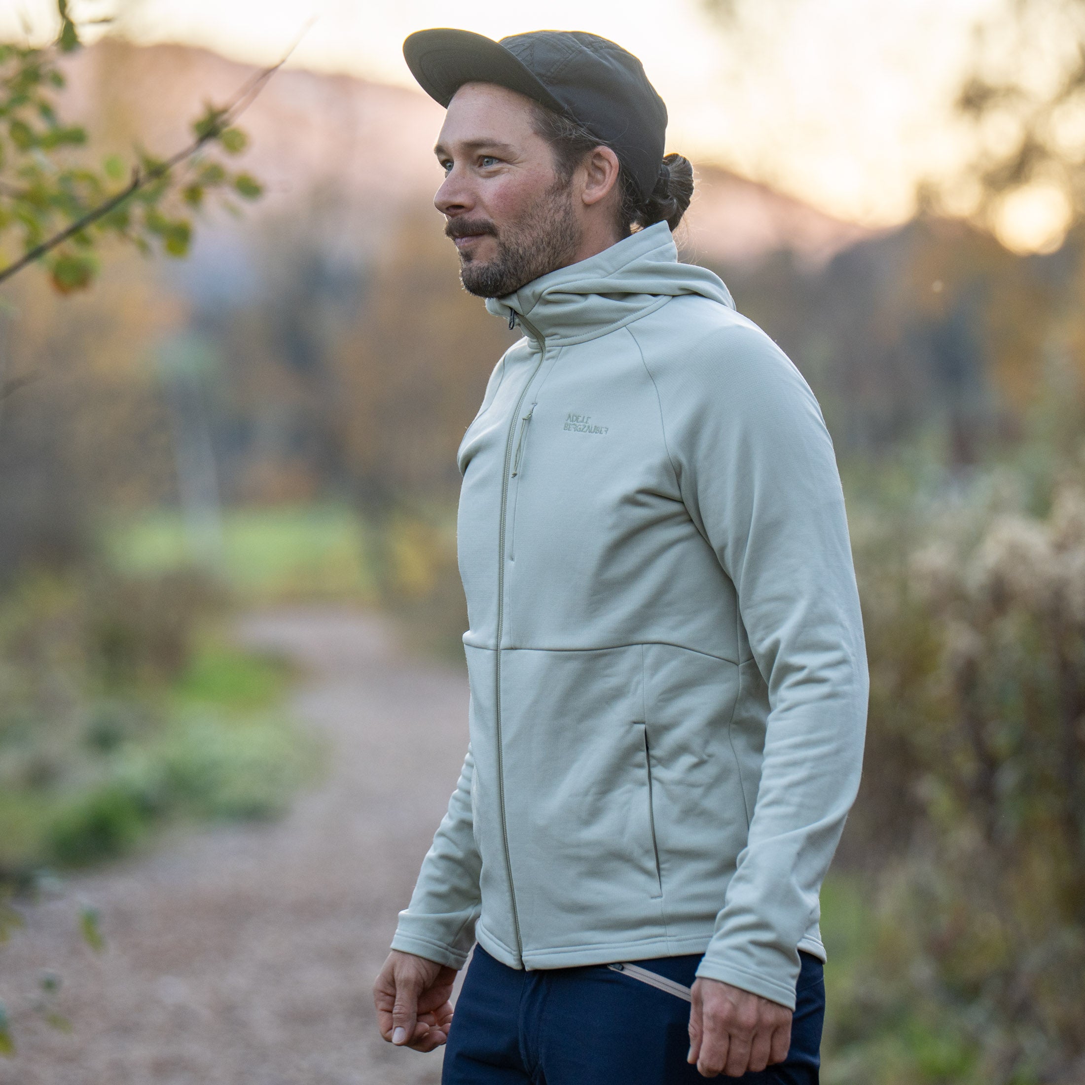 Leon Merino-Mix Zip Hoody Herren Pistazienweiß – Ansicht 1