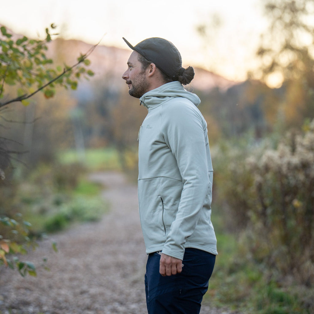 Leon Merino-Mix Zip Hoody Herren Pistazienweiß – Ansicht 2