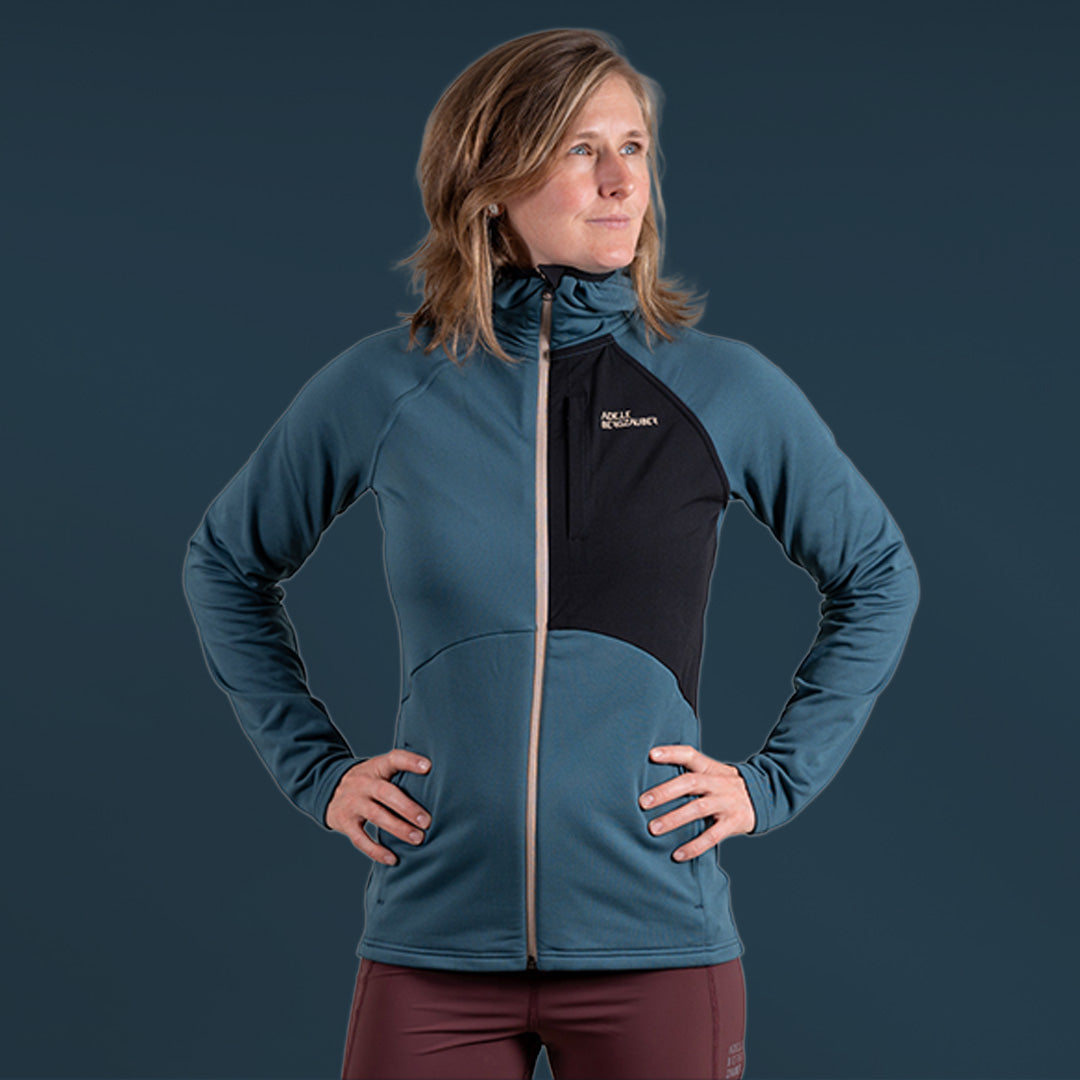 MARINA MERINO-MIX ZIP HOODY DAMEN BLAU – Ansicht 1