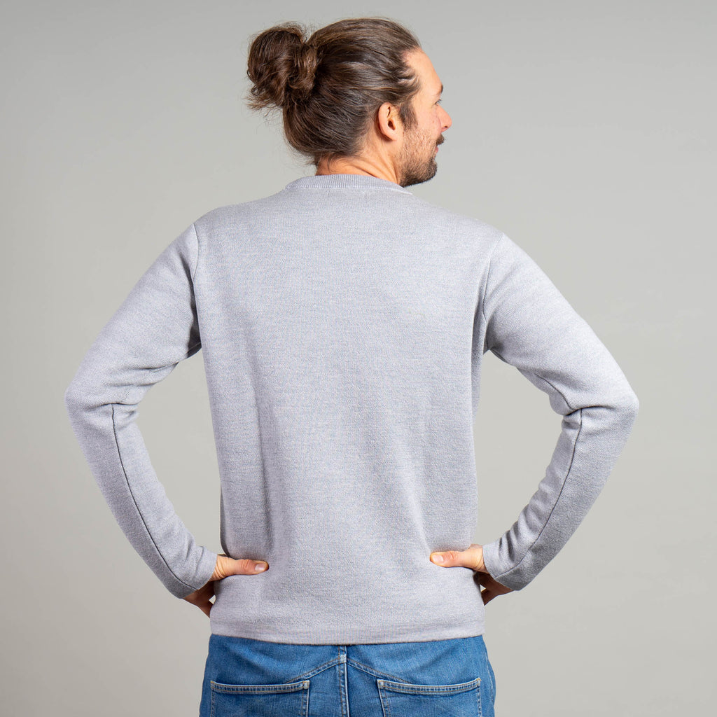 Mathias 100% Merino Strickpullover Herren Hellgrau – Ansicht 4