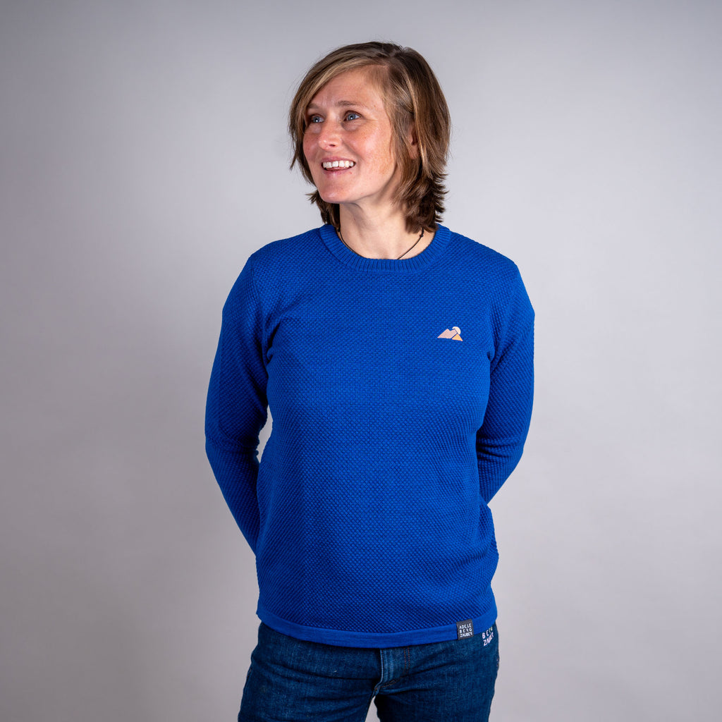 Ida Merino Mix Strickpullover Damen Blau – Ansicht 3