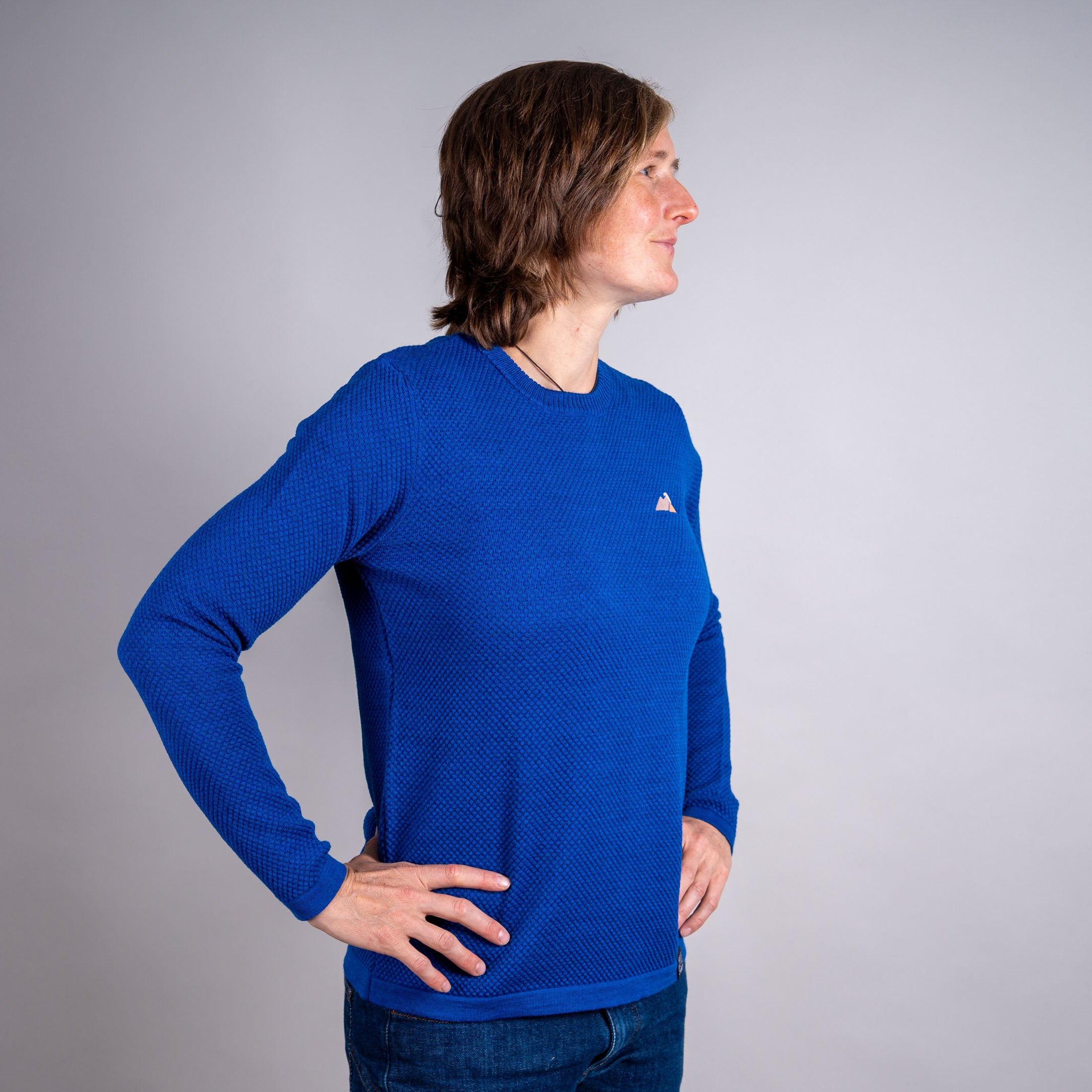 Ida Merino Mix Strickpullover Damen Blau – Ansicht 4