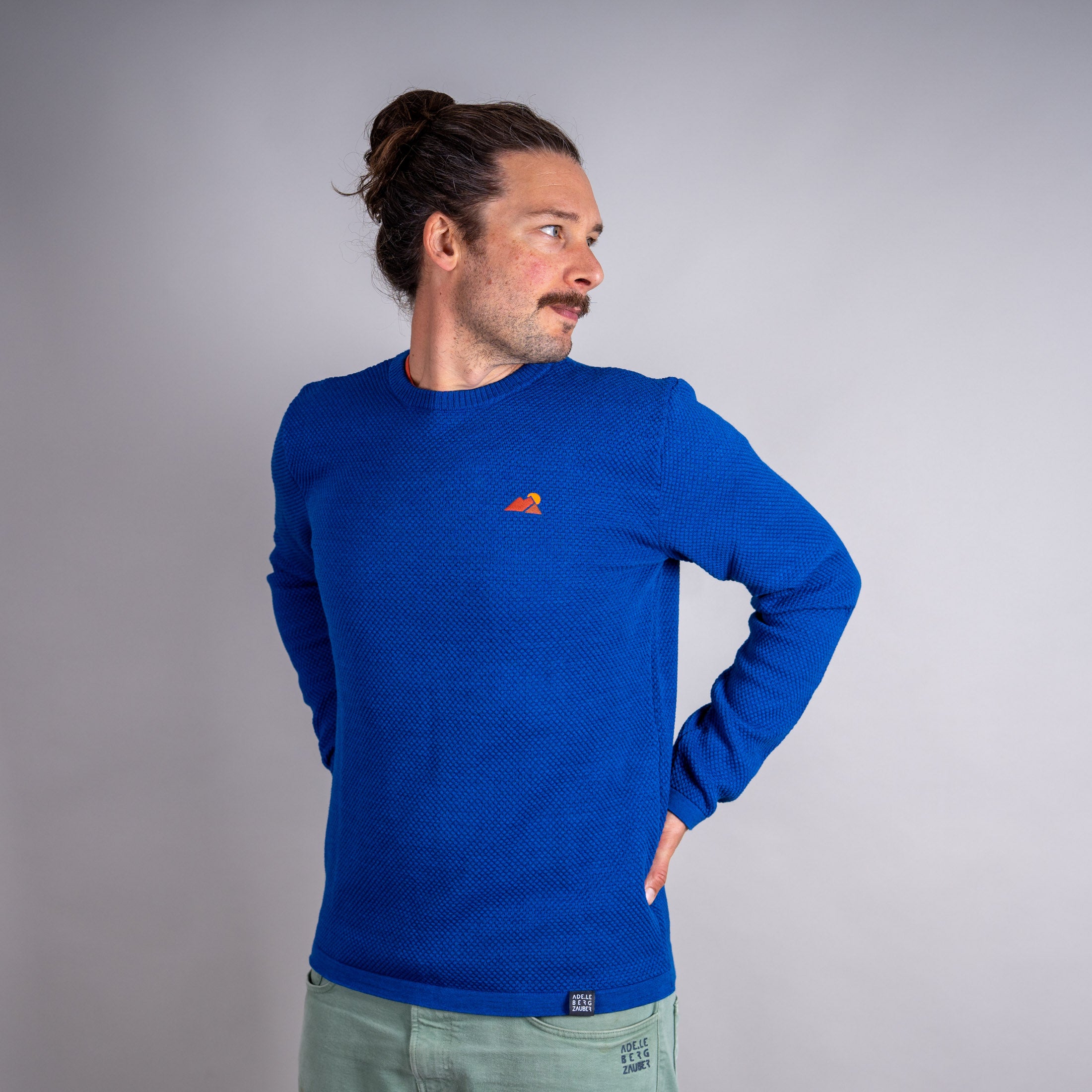 Michel Merino Mix Strickpullover Blau – Ansicht 4