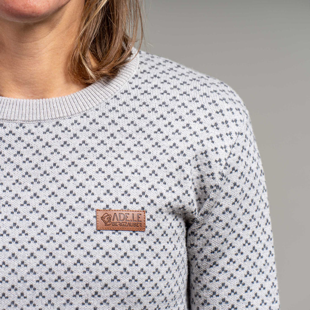 Silvi Merino Strickpullover Damen gemustert Weißgrau – Ansicht 7