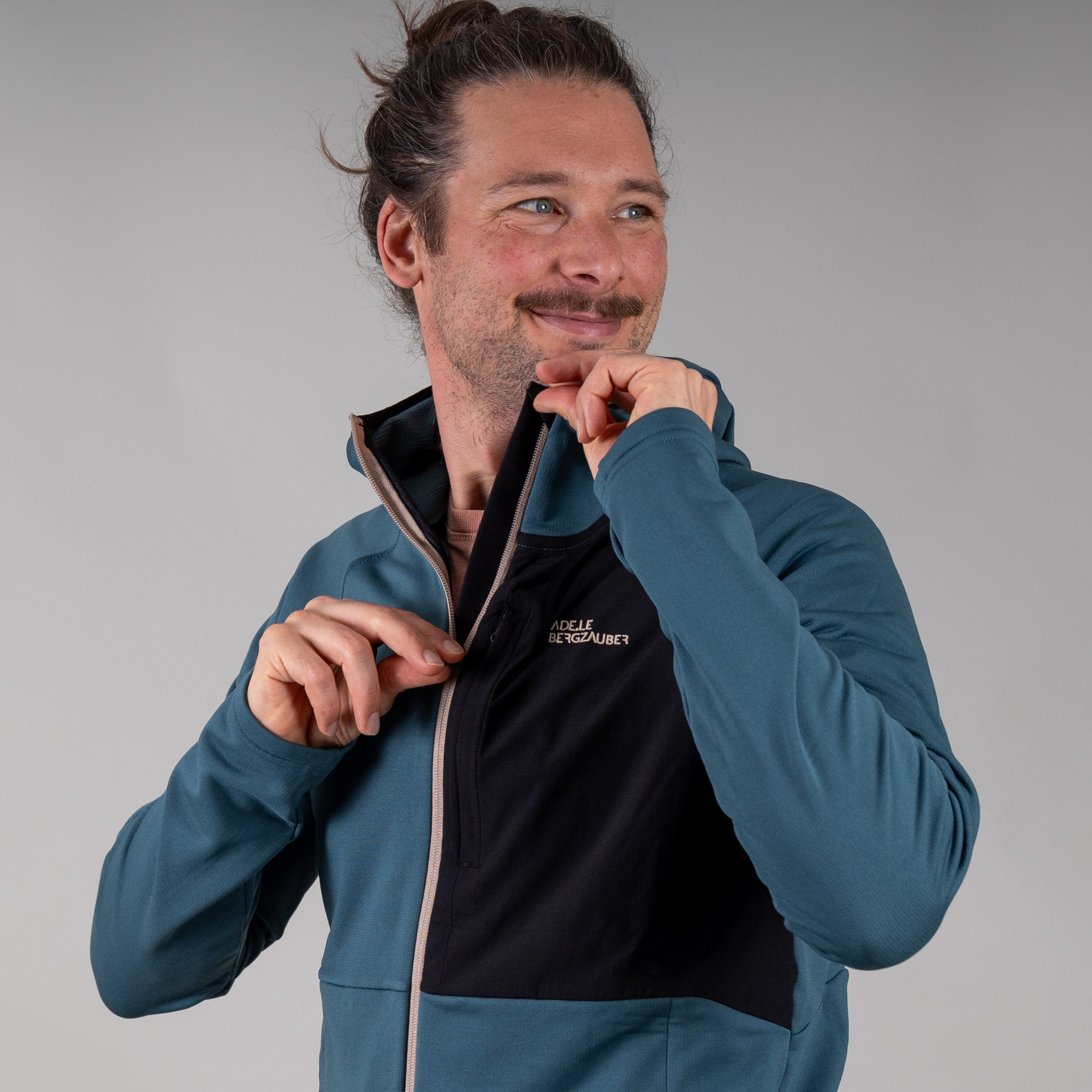 MALTHE MERINO-MIX ZIP HOODY HERREN BLAU – Ansicht 3