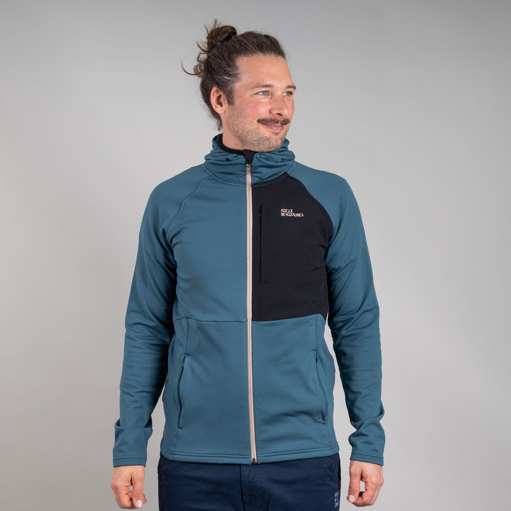 MALTHE MERINO-MIX ZIP HOODY HERREN BLAU – Ansicht 4