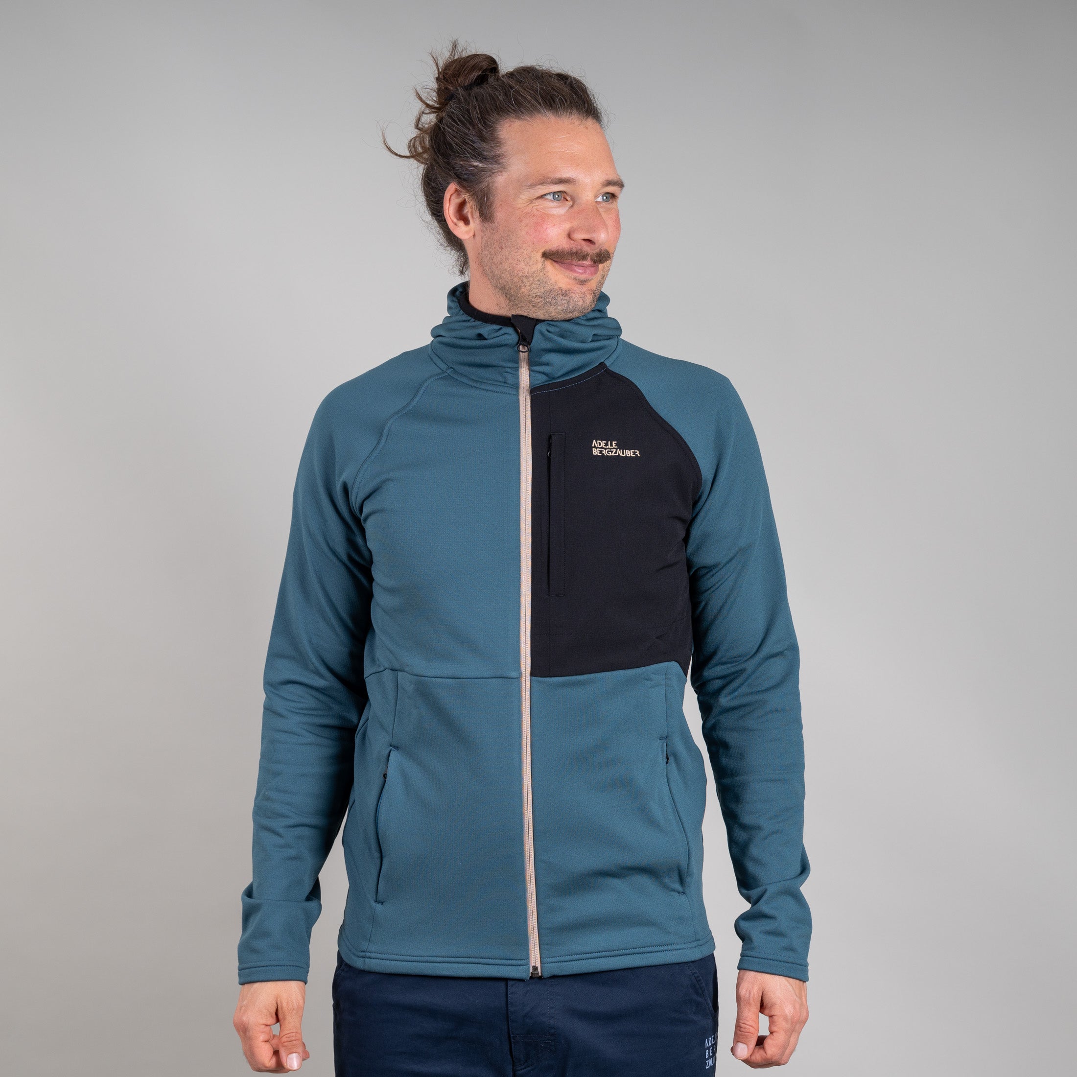 MALTHE MERINO-MIX ZIP HOODY HERREN BLAU – Ansicht 4