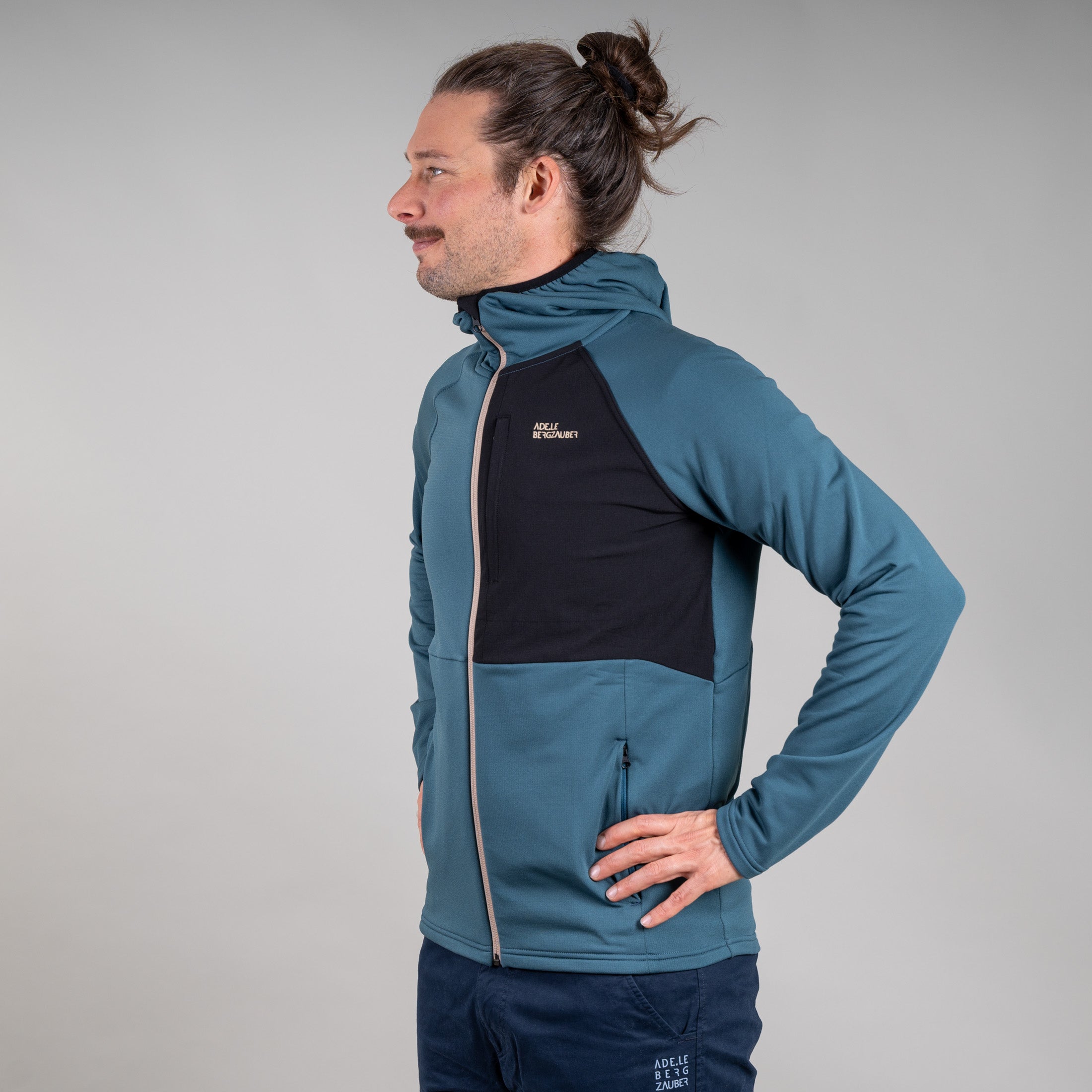 MALTHE MERINO-MIX ZIP HOODY HERREN BLAU – Ansicht 8
