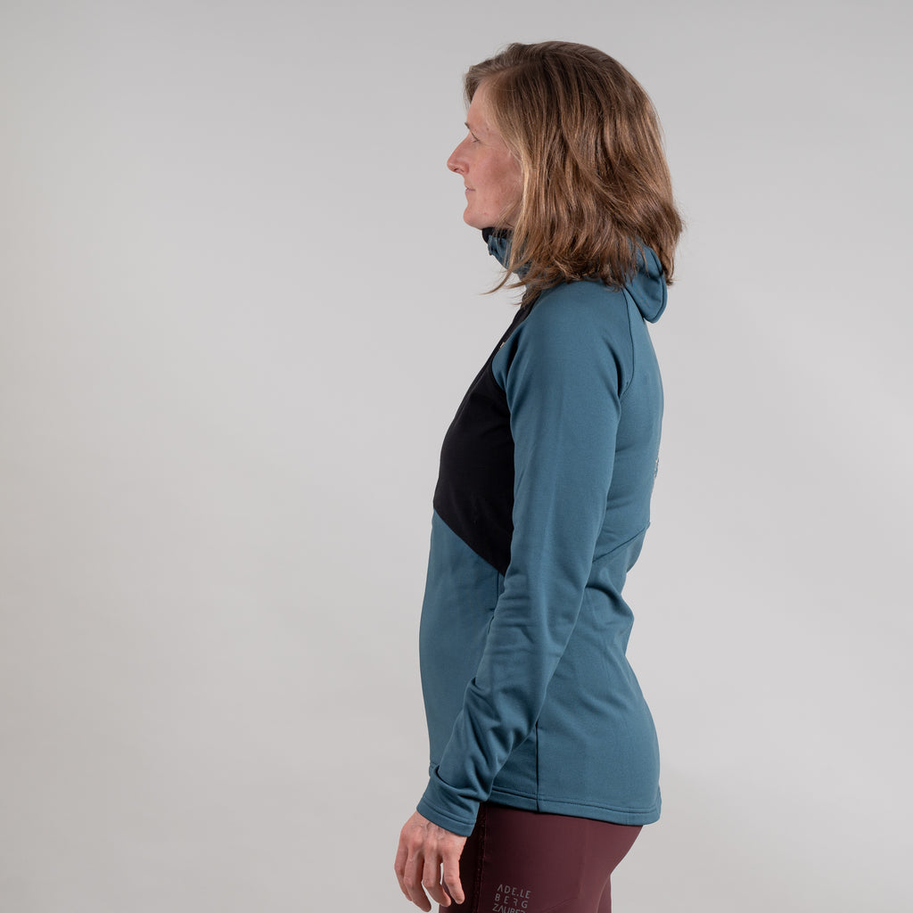 MARINA MERINO-MIX ZIP HOODY DAMEN BLAU – Ansicht 3