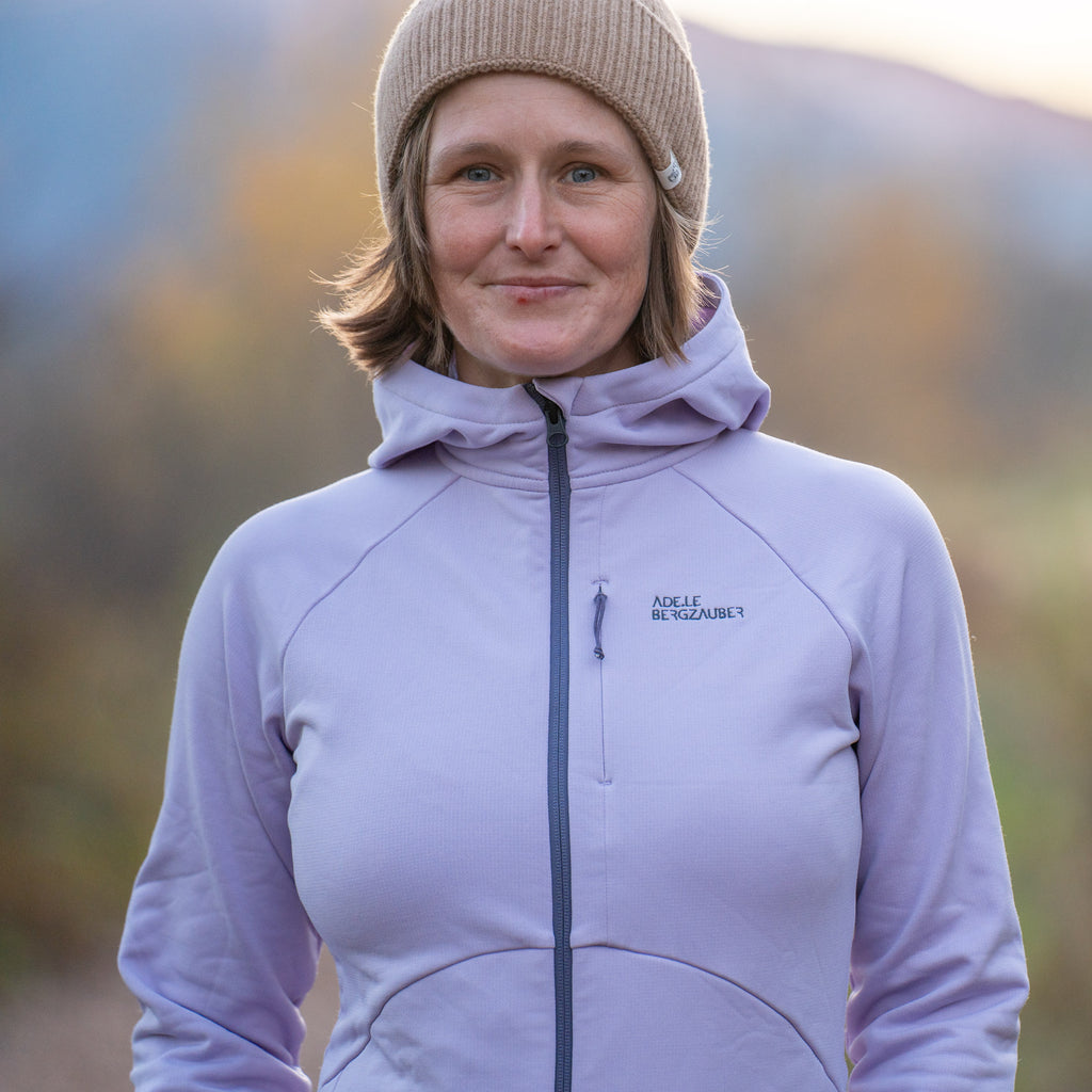 Nora Merino-Mix Zip Hoody Damen Lavendel – Ansicht 1