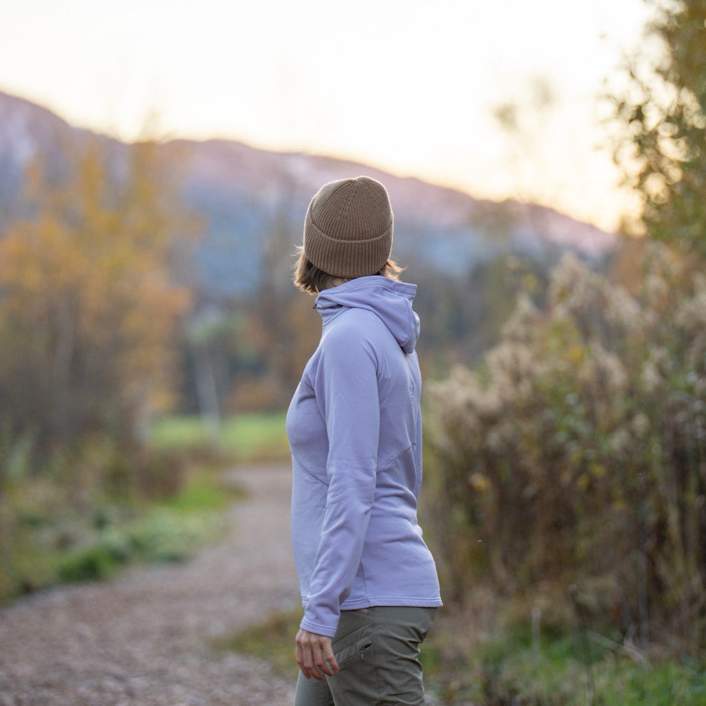 Nora Merino-Mix Zip Hoody Damen Lavendel – Ansicht 2
