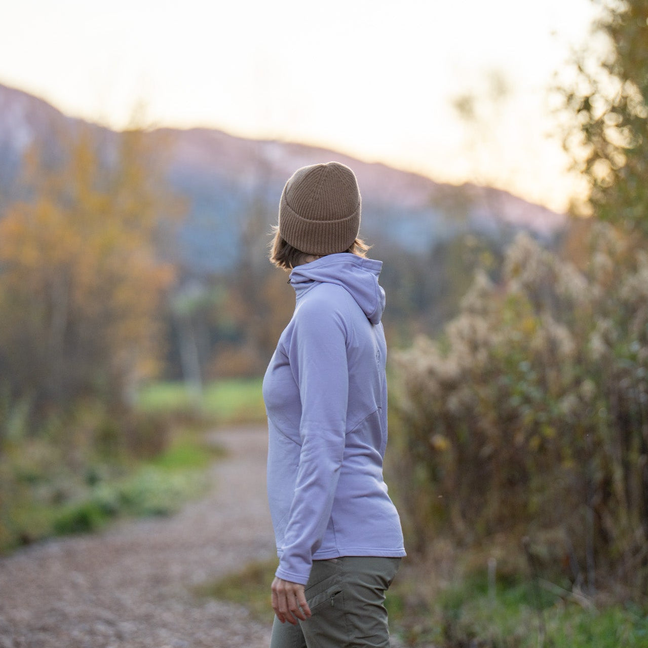 Nora Merino-Mix Zip Hoody Damen Lavendel – Ansicht 2