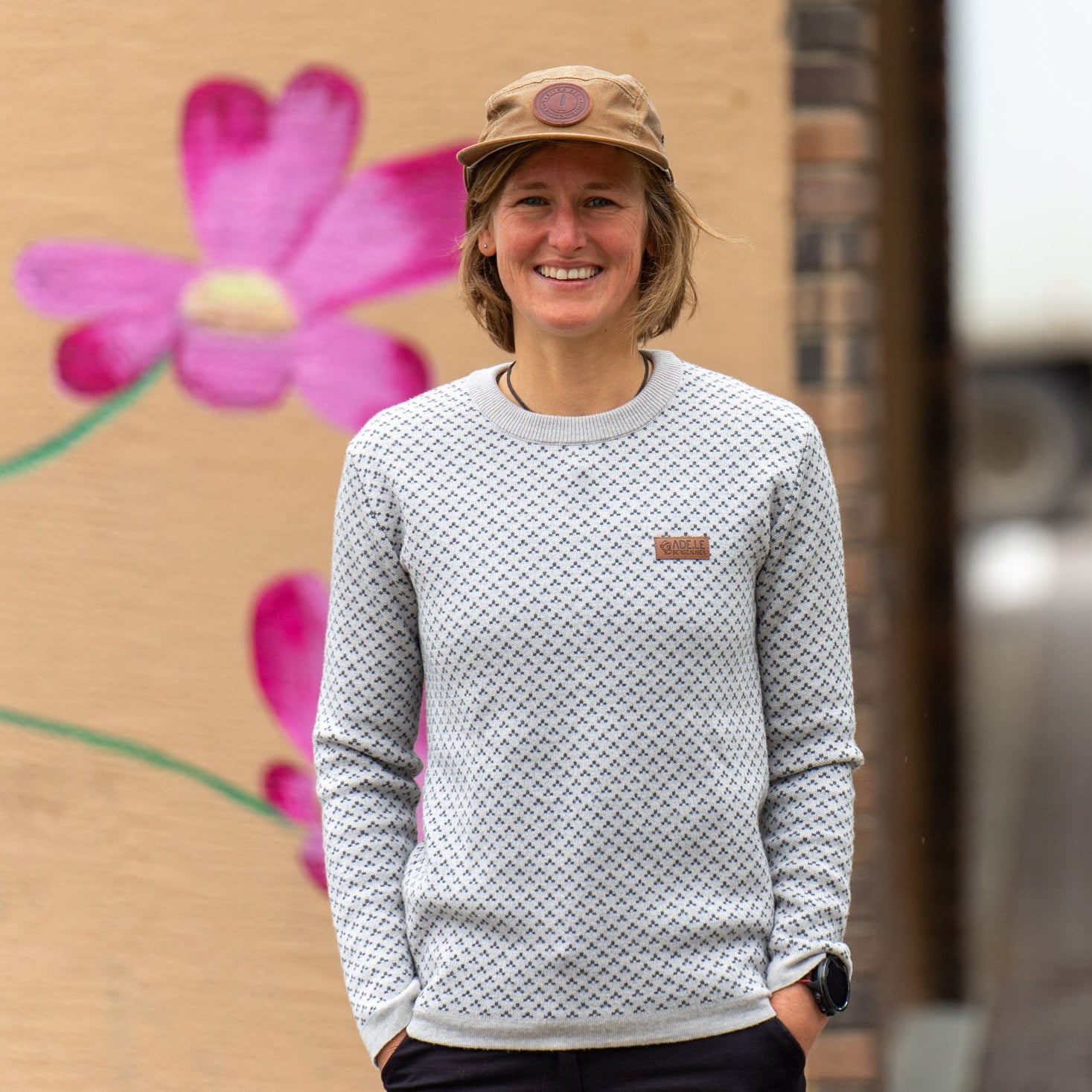 Silvi Merino Strickpullover Damen gemustert Weißgrau – Ansicht 2